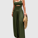 Solid Color Cut-out Cami Backless Jumpsuit