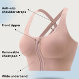 Shockproof Push Up Anti Sagging Sports Bra With Front Zipper for Women
