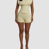 Detachable Corset Hourglass Waist Cincher Playsuit Two-Piece Set