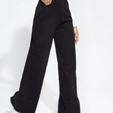 Wide-leg Jeans High Waist Patchwork Raw Edge Loose Trousers