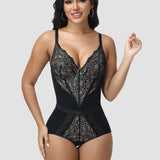 Sorelyne® Elegant Lace Trim Deep V-Neck Shapewear Bodysuit