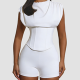 Detachable Corset Hourglass Waist Cincher Playsuit Two-Piece Set