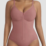 Front Zipper Tummy Control Triangle Shapewear Bodysuit
