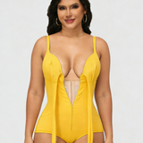 Sorelyne® Shaping V Neck Swimsuit with Zipper and Bow
