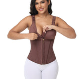 Sorelyne® Women's Boned Latex Zipper Corset Tummy Control Body Shaper Vest With Bra