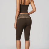 Two Piece Workout Set Halter Cami Crop Top with Capri Leggings