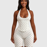 Hourglass Figure Corset Romper in Polka Dot Two Piece Set