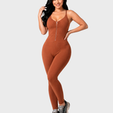 Front Zip High Waist Butt Lifting Workout One Piece Jumpsuit