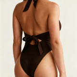 Backless Deep V-Neck Halter Slimming One-Piece Swimsuit