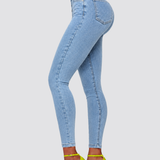 High Waist Button Fly Butt Lifting Skinny Jeans