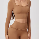 Ballet Ruffled Long Sleeve Sports Top