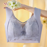 Ice Silk Thin Lace Mesh Panel Plus Size Seamless Vest Bra