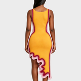 Reversible Wavy Slim Midi Dress