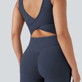 UltraSculpt™ V Neck Tummy Control Butt Lifting Workout Jumpsuit with Pockets