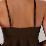 Solid Color Two-Piece Swimsuit With Adjustable Shoulder Straps