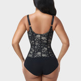 V Neck Full Lace Adjustable Strap Zipper Waist Trainer Girdle Vest
