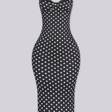 Women's Sexy Slim-Fit Stretchy Classic Polka Dot Hourglass Maxi Dress (Upgraded fabric)