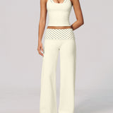 Two Piece Workout Set Halter Cami Crop Top with Wide Leg Pants