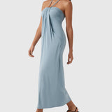 Halter Tie Back Built-in Bra Maxi Dress with Pockets