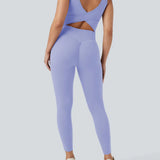 UltraSculpt™ V Neck Tummy Control Butt Lifting Workout Jumpsuit with Pockets