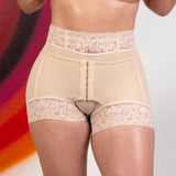 Front Hook Lace Waist Butt Lifting High Waist Shaping Shorts