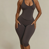 Hourglass Figure The Corset Body Shaper Waist Cincher Capri Jumpsuit Two-Piece Set