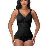 Double-Layer PowerMesh Hourglass Tummy Sculpt Zipper Bodysuit With Bra