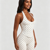 Hourglass Figure Corset Romper in Polka Dot Two Piece Set