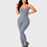 Front Zip High Waist Butt Lifting Workout One Piece Jumpsuit