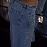 Sorelyne® Women's Fashion Versatile Wide Leg Jeans with Rhinestone