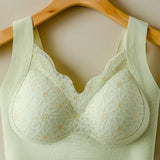 Wire Free Seamless Thin Breathable Bra with Delicate Floral Lace