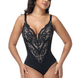 Sorelyne® Sexy Plunge Lace Shapewear Bodysuit With Hook Crotch