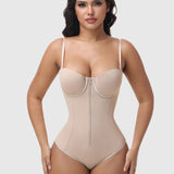 Hourglass Front Zipper Bodysuit with Lace-Up Back