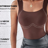 U Neck Seamless Stretchy Sleeveless Shapewear Built-In Bra Tank Tops