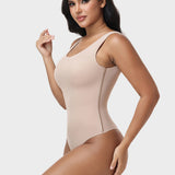 U Neck Wide Strap Back Lace Up Tummy Control Butt Lifting Bodysuit