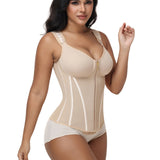 V Neck Underwire Cup Wide Adjustable Strap Zipper Waist Trainer Shaping Vest