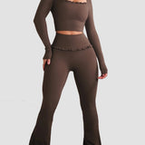 Ballet Ruffle Sports Tight-Fitting Height Elasticity Fitness Yoga Set