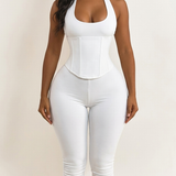 Hourglass Figure The Corset Body Shaper Waist Cincher Capri Jumpsuit Two-Piece Set