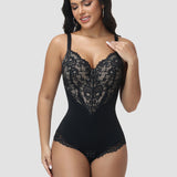 Sorelyne® Front and Back Deep V Lace Trim Shapewear Bodysuit
