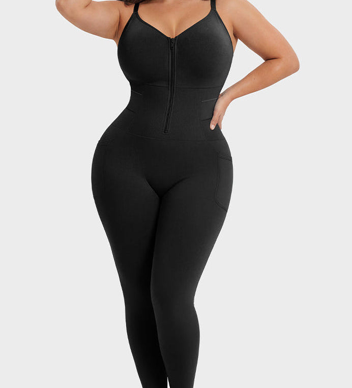 High Compression Front Zip Full Length Bodysuit Shapewear