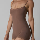 Lace Trim Sculpting shapewear Bodysuit with Adjustable Spaghetti Straps