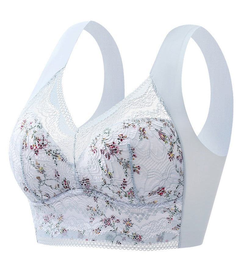 Full Coverage Elegant Floral Lace Push up Wireless Bra
