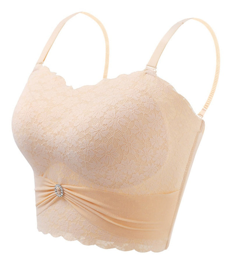 Sexy Push up Non Slip Wire Free Bra with Removable Shoulder Strap
