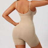 Adjustable Strap Mid Thigh Front Zipper Shapewear Bodysuit