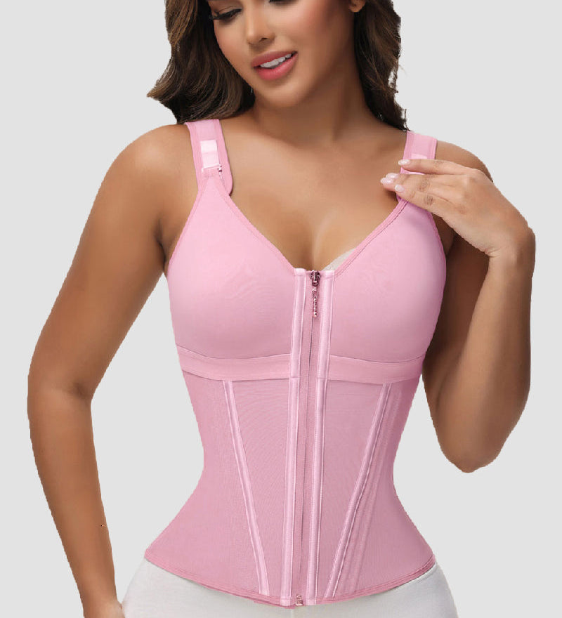 Women's Leopard Print Vest Tummy Control Waist Trainer With Bra