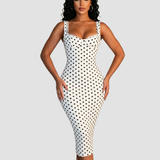 Sexy Women's Slim-Fit Stretchy Classic Polka Dot Maxi Dress