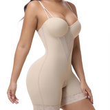 V Neck Adjustable Strap Crotch Zipper Seamless Lace Bodysuit Shapewear