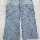 Sorelyne® Cut out Floral Denim with Lace Wide Leg Jeans for Women