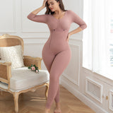 Sorelyne® Rosybrown Long Sleeves Full Bust Slimming Firm Full Body Shaper Shapewear