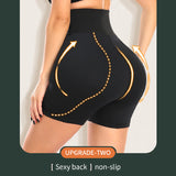 High Waist 9-row Adjustable Buckle Belt Shapewear Shorts With Sponge Pads